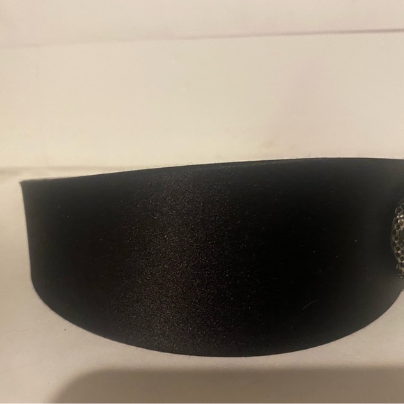 Anthropologie Embellished Black Satin Headband 2” W holiday party New Year’s Eve
